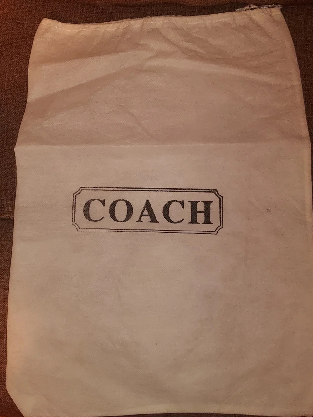 Large Coach Off-White Dust Bag with Black Logo